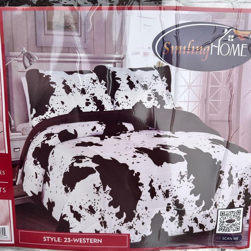 Size Queen Cow Print Bed Set